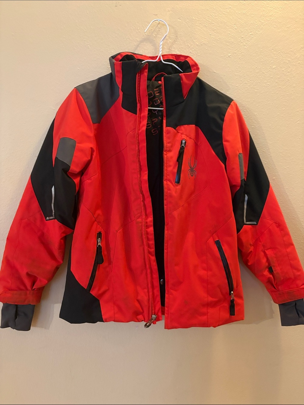 Spyder Kids Red and Black Puffer Ski Jacket